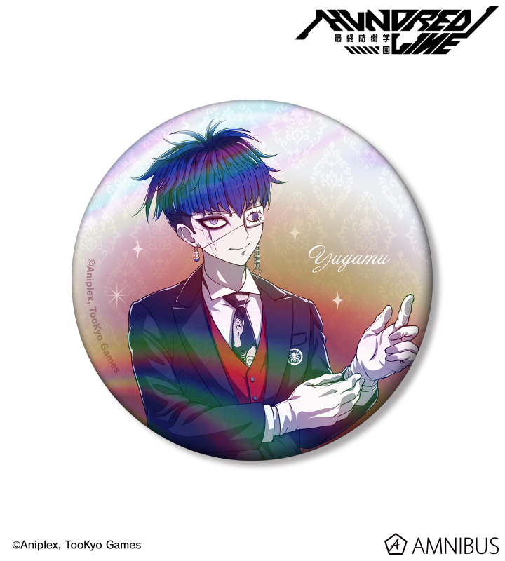 HUNDRED LINE -最終防衛学園-描き下ろし 面影歪 執事ver. 75mmオーロラ缶バッジ